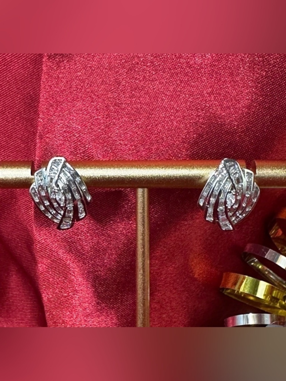 Sterling Silver Plated Crystal Stud Earrings
